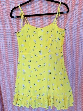 Yellow Floral Tie-Shoulder Mini Slip Dress